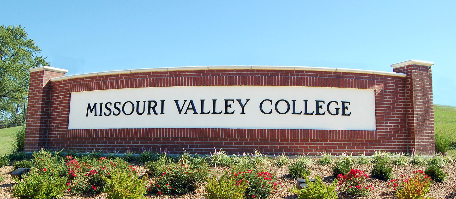 GIVE The Missouri Valley College entrance sign at the edge of campus